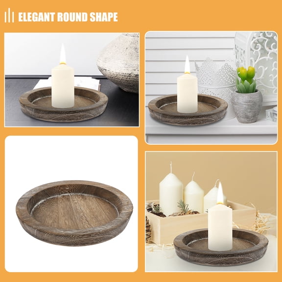 PAMINGONO Rustic Candle , Decorative Round Coffee Table Trays, Elegant Home Decor, 6.06 x 8.06 x 0.98 inches