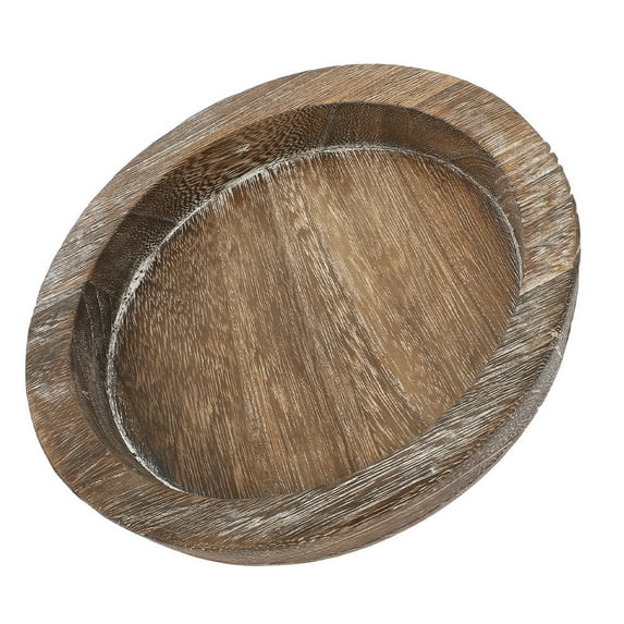 PAMINGONO 1Set Rustic Wood Tray Small Trays Decorative Coffee Round for Dining Table 8.06X8.06X0.98in