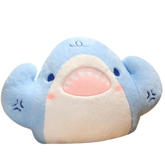 PAMINGONO 1Set Sky-Blue Plush Shark Shape Hugging and Sleep Pillow for Kids and Adults Bedroom Decor