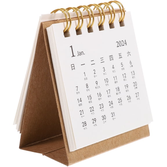 PAMINGONO Paper Desk Calendar Tracking Daily Life Khaki 1Pcs 3.0*2.5*1.4in