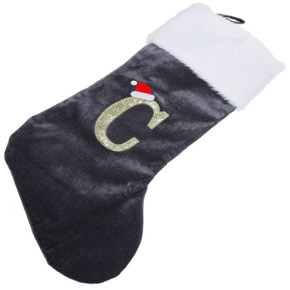 PAMINGONO 1Set Sock-Shaped Stocking for Home Decoration in Black and Gray Velvet for Christmas Use