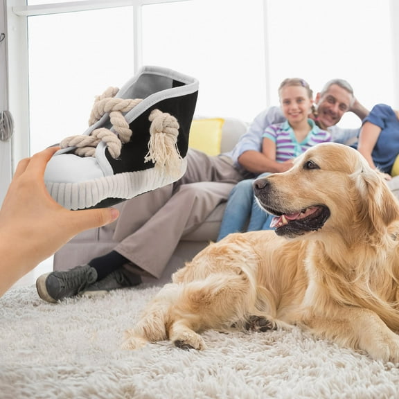 PAMINGONO 1Set Squeaky Dog Toy in Shoe Shape for Interactive Play and Teeth Cleaning 11.4x3.9x3.9in