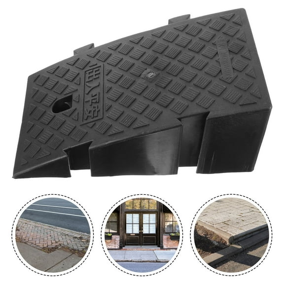 PAMINGONO 1Set Triangle Black Plastic Doorway Ramp for Car Owners 44.0x24.0x19.0in