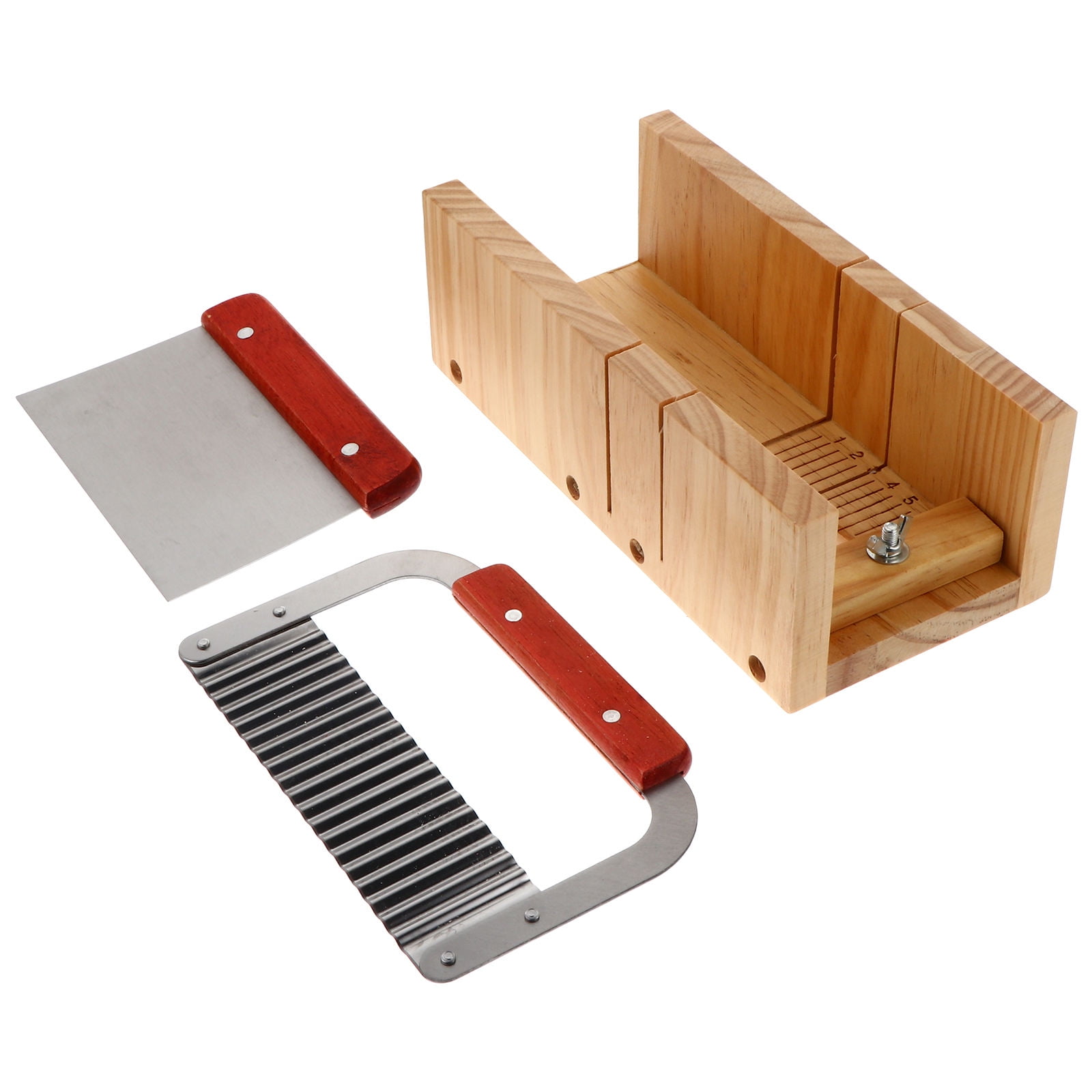 PAMINGONO Adjustable Soap Cutter Soap Cutting Set Wood Stainless Steel 1 Set