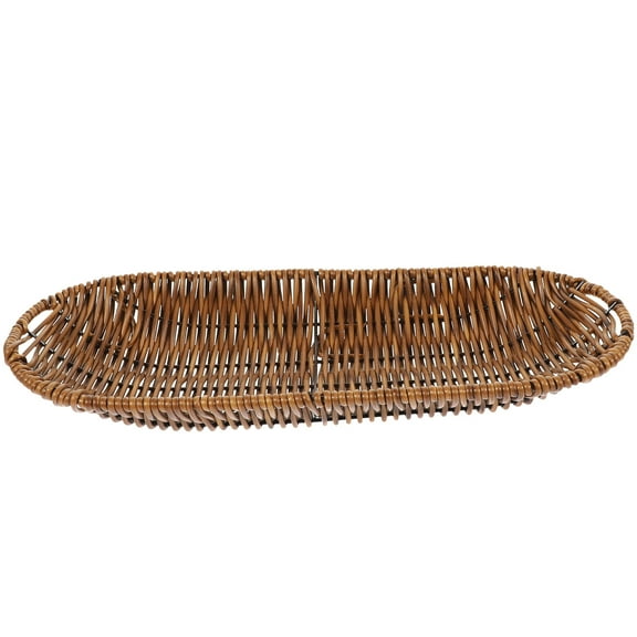 PAMINGONO Rustic Light Brown Woven Basket for Bread Fruit and Kitchen Storage Handcrafted Rattan