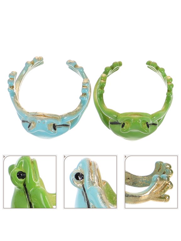 2 Pack Cute Frog, Adjustable Open Band Animal Jewelry for Women and Casual Outfits