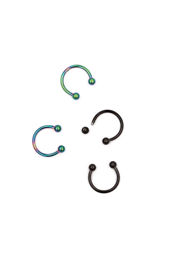2Pair Stainless Steel Horseshoe Bar Nose Ring Hypoallergenic Nickel Free Assorted Color