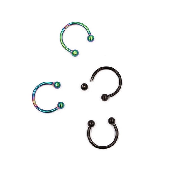 PAMINGONO 2Pair Stainless Steel Horseshoe Bar Nose Ring Hypoallergenic Nickel Free Assorted Color