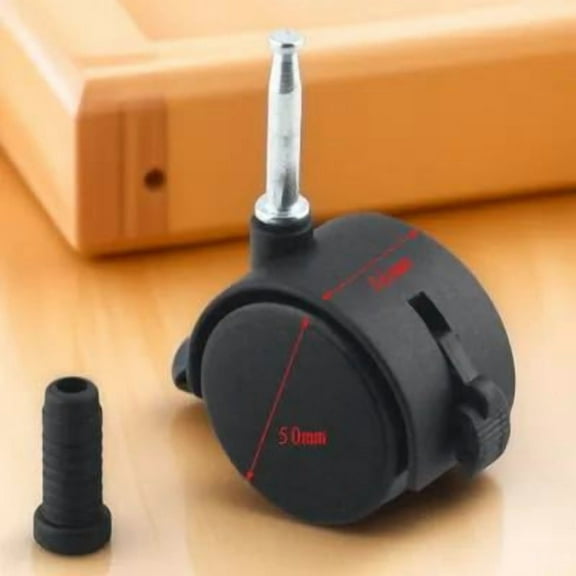 PAMINGONO 2 Set Heavy Duty Casters with Brake for Furniture Rolling on Hard Floors Fits Stem Black