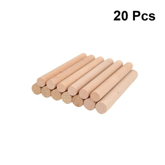 PAMINGONO 20Pcs Wood Round Stick Strong and Smooth Wooden Craft Accessory in Beige