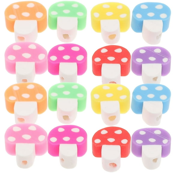 PAMINGONO 200Pcs Beads for Diy Craft Enthusiasts Mushroom Shape Polymer Clay Assorted Color Style