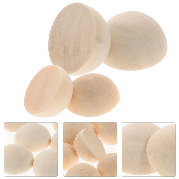PAMINGONO Natural Khaki Wood Half Beads Unfinished for DIY Bracelets and Crafting