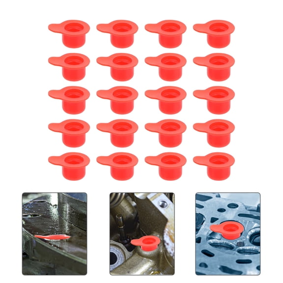 PAMINGONO 200Pcs Red Cylinder Plug for Flanges Insulation and Anti-aging Oil Internal Thread Plugs
