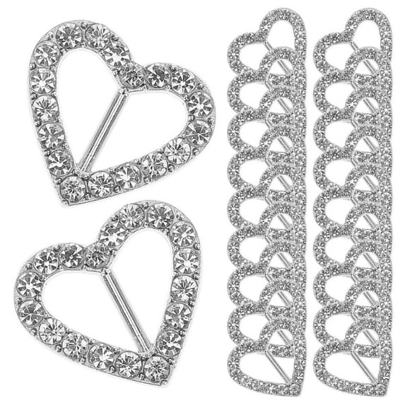 PAMINGONO 20Pcs Heart Shaped Rhinestone Buckles Alloy for Party Decorations and Crafting Accessories