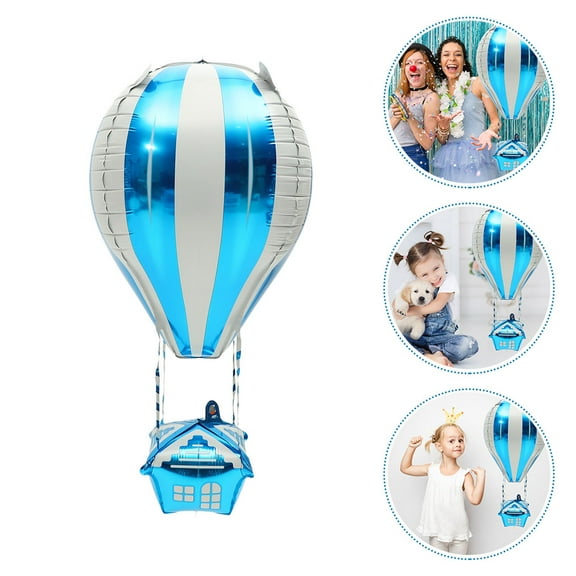PAMINGONO 20Pcs Blue Aluminum Foil Hot Air Balloon Balloons for Birthday Party Decorations