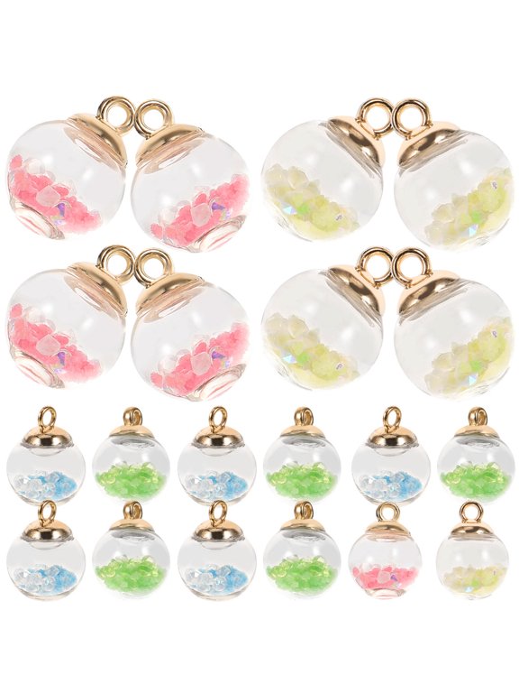 20Pcs Glass Ball Charms Pendant Assorted Color Decorative DIY Crafts Pull Chain Accessory