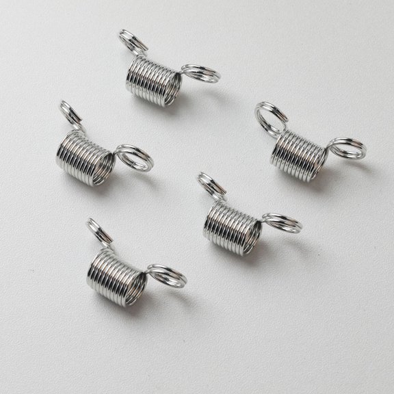 PAMINGONO 20Pcs Metal Jewelry Cord Ends, Spring Clip Crimp Connectors for Bead Bracelet and Necklace Jewelry Craft Findings