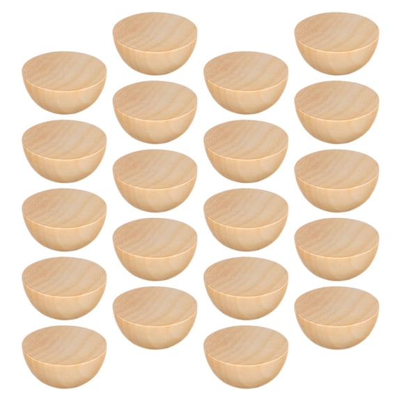 PAMINGONO 20Pcs Unfinished Split Wood Balls Home Decor Wooden Craft Supplies Beige