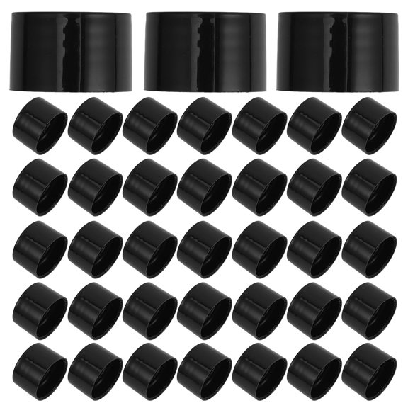 PAMINGONO 20pcs Black Pp Diffuser Cap with Hole for 28 Neck Glass Bottles