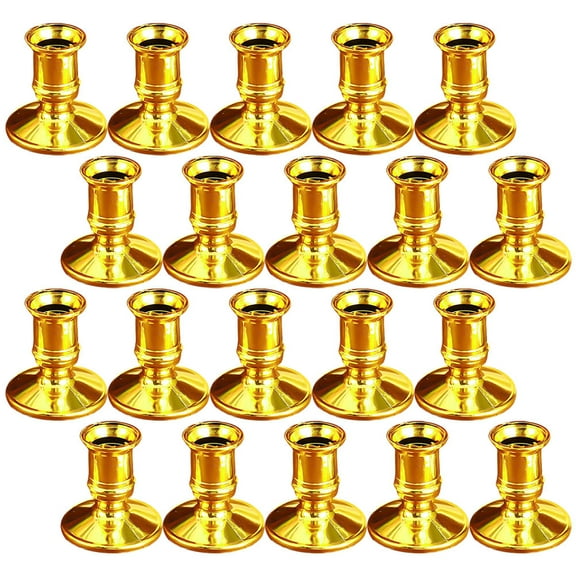 PAMINGONO 24Pcs Modern Golden Candlestick Holders Plastic for Decoration
