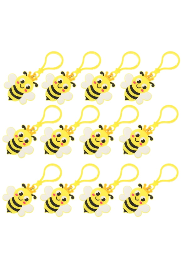 24Pcs Bee Keychains Yellow Cute Bag Pendant Key Chain Decoration for Purse