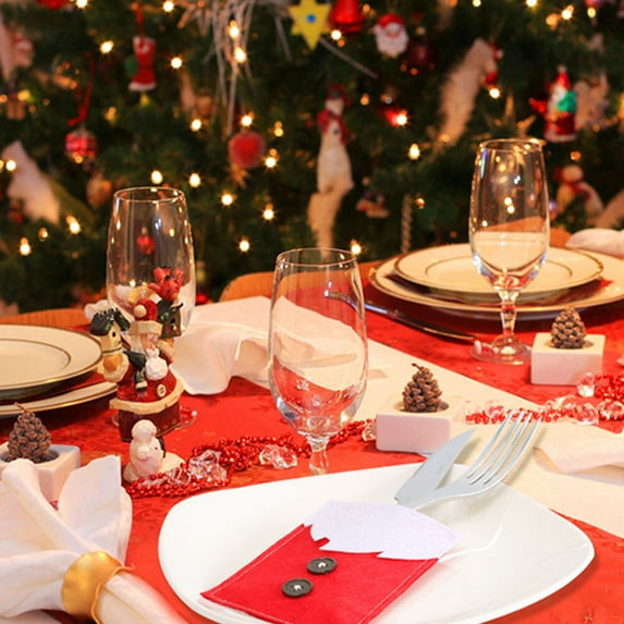 PAMINGONO 24Pcs Paper Silverware Pouch Multi Utensil Bag Retro Table Decoration For Family Winter Season