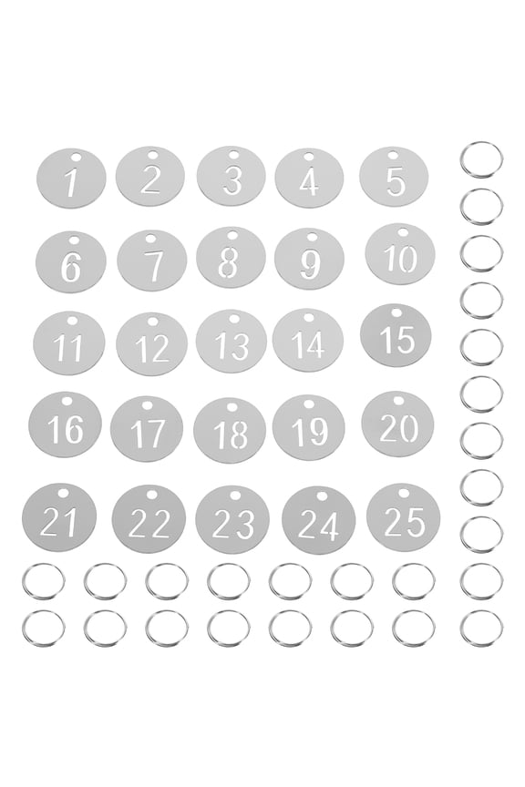 25Pcs Numbered Metal Tags for Versatile Use in Key Marking and Luggage Identification