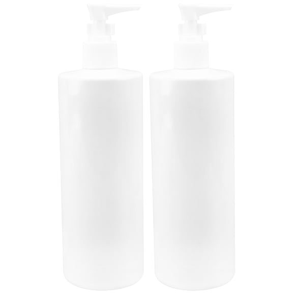 PAMINGONO White Plastic Bathroom Bottles 2-Pack Leak-Proof Dispenser for Shampoo, Lotion, and Liquid Soap