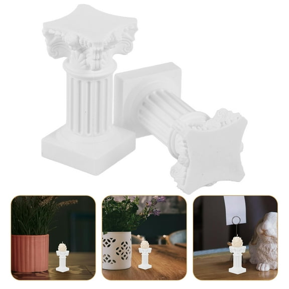PAMINGONO 2Pcs Ancient Roman Pillars Desktop Column Statue White Abs 6.8x3.3x3.3in Background Decoration