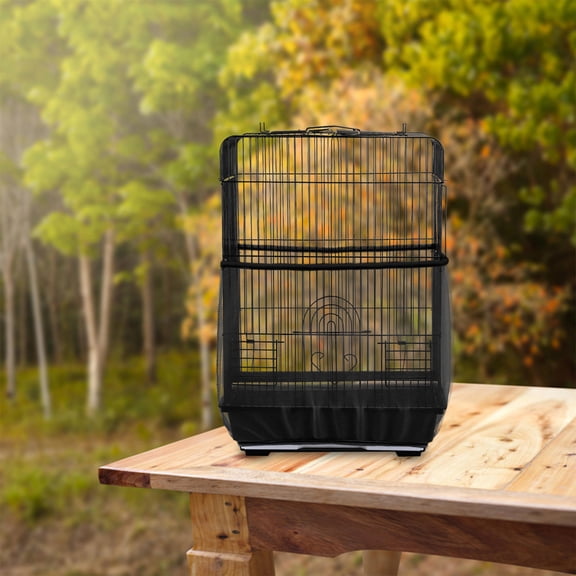 PAMINGONO 2Pcs Bird Cage Cover Black Mesh Net Breathable Dust Guard Universal Fit for Pet Birdcages