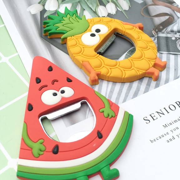 PAMINGONO 2Pcs Bottle Openers Watermelon Shape Yellow Metal Magnetic Attachment for Fridge