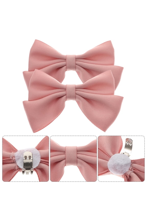 2Pcs Bows for Shoes Pink 12x6cm Cloth and Alloy Decorative for Special Occasions