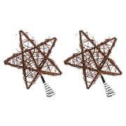 PAMINGONO 2Pcs Christmas Rattan Star Treetop Tree Topper Decoration for Christmas Tree in Rustic Style 11.8x9.6x1.9in