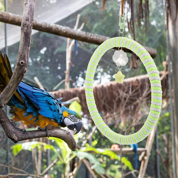 PAMINGONO 2Pcs Conure Cage Toy Ring Shaped Bird Rope Swing Cotton Rope For Cage Hanging Decor