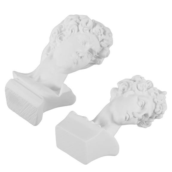 PAMINGONO Set of 2 White Resin David Bust Sculptures for Elegant Desktop, Shelf, and Home Office Decor