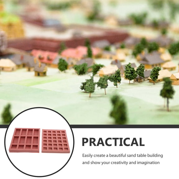 PAMINGONO 2-Pack Brown Silicone Brick Molds for Dollhouse Miniature Building, Reusable Crafting Tools for Model Construction