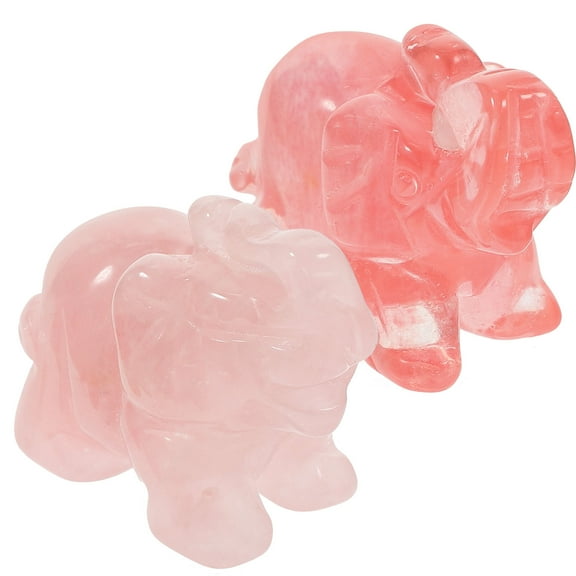 PAMINGONO 2Pcs Elephant Statue Figurines Crystal Elephant Crafts Watermelon Red For Bedroom Enthusiasts