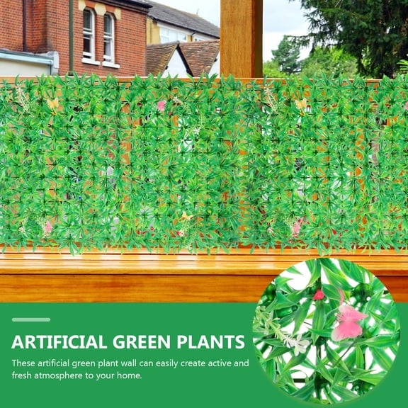 PAMINGONO 2Pcs Fake Green Leaves Wall Panel for Decor Lifelike Plastic Leaf Fence Panel Green