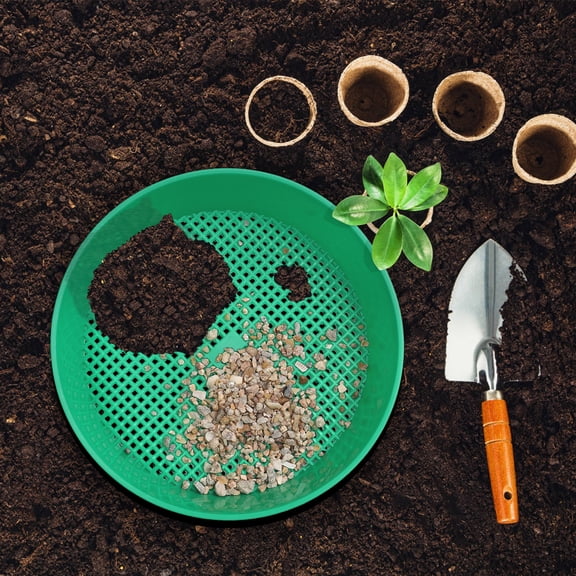 PAMINGONO 2Pcs Light Green Plastic Soil Sifter Gardening Tool with Uniform Mesh for Planting