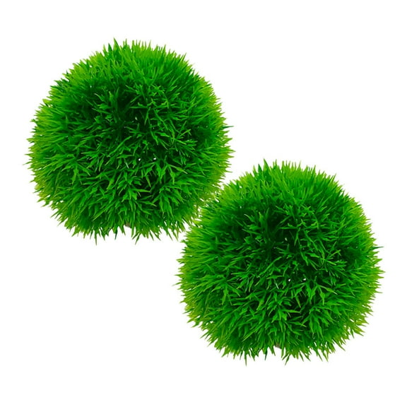 PAMINGONO 2Pcs Green Plastic Aquarium Balls for Artificial Pond Plants and Home Aquarium