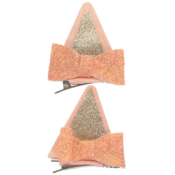 PAMINGONO 2Pcs Hair Clips Girls Cat Ear Shape Pink and Skin-tone for Different Occasions