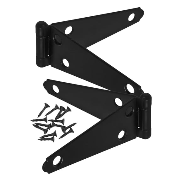 PAMINGONO 2Pcs Heavy Duty Black Galvanized Steel Gate Strap Hinges for Barn Door Shed and Outdoor Applications