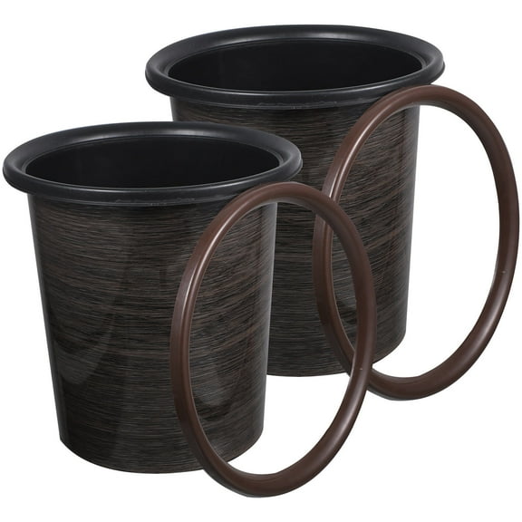 PAMINGONO 2Pcs Brown Waste Paper Baskets Creative Wood Grain Trash Containers