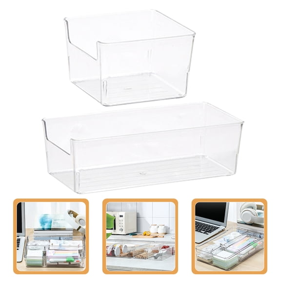 PAMINGONO 2Pcs Kitchen Storage Boxes Transparent Acrylic for Drawer Sundries Organizing