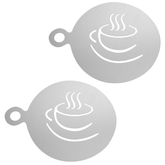 PAMINGONO 2Pcs Latte Stencil for Coffee Enthusiasts Silver 10.5x8.2x0.2in