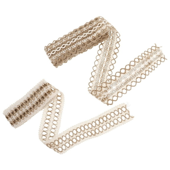 PAMINGONO 2Pcs Light Brown Braided Rustic Ribbon for Clothing Decoration and Crafts