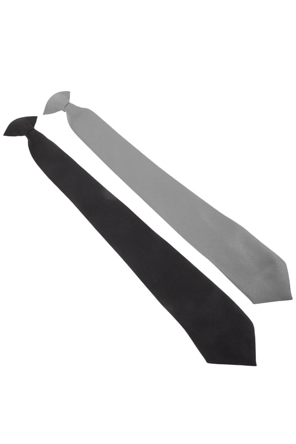2Pcs Mens Clip On Neck Ties Modern Style Metal Pre-tied for Wedding