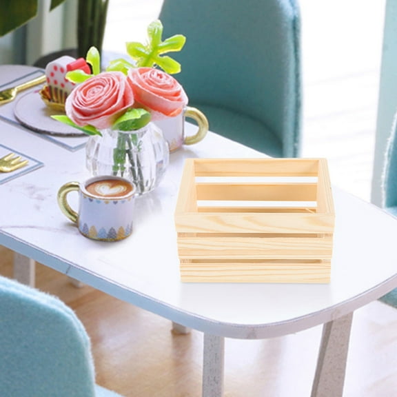 PAMINGONO 2Pcs Miniature Crates Beige Pine Wood Storage Decorative for Mini Milk Crate Hobbyists