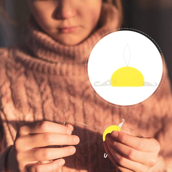 PAMINGONO 2Pcs Quilting Needle Threader Durable Flexible Wire Loop Yellow for Precise Sewing