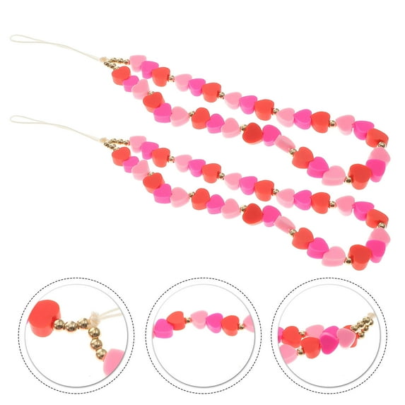 PAMINGONO 2Pcs Polymer Shaped Beaded Design Universal Phone Lanyards For Women Girls Accessories